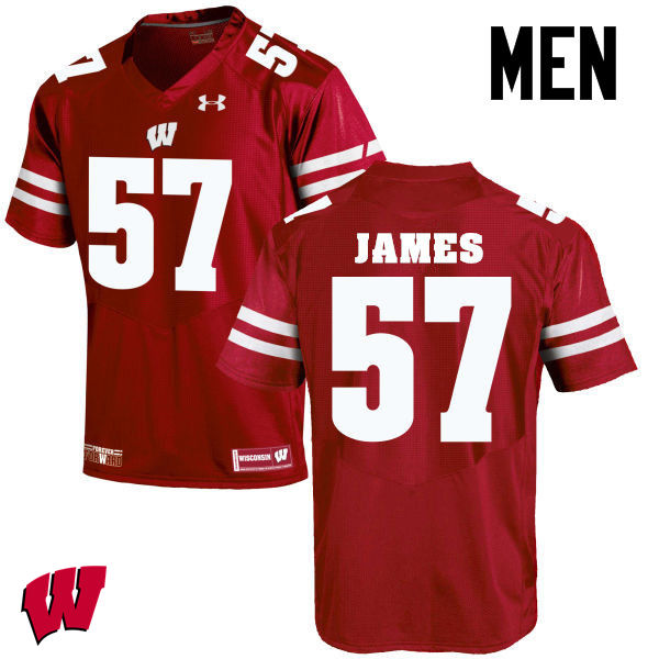 Men Wisconsin Badgers #57 Alec James College Football Jerseys-Red